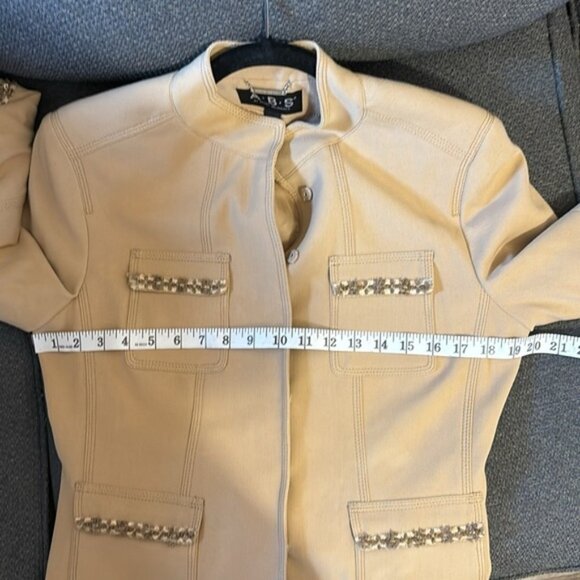 A.B.S by Allen Schwartz: 4 pockets, Fringe pockets & cuffs, lined jacket size 10 - Picture 10 of 10